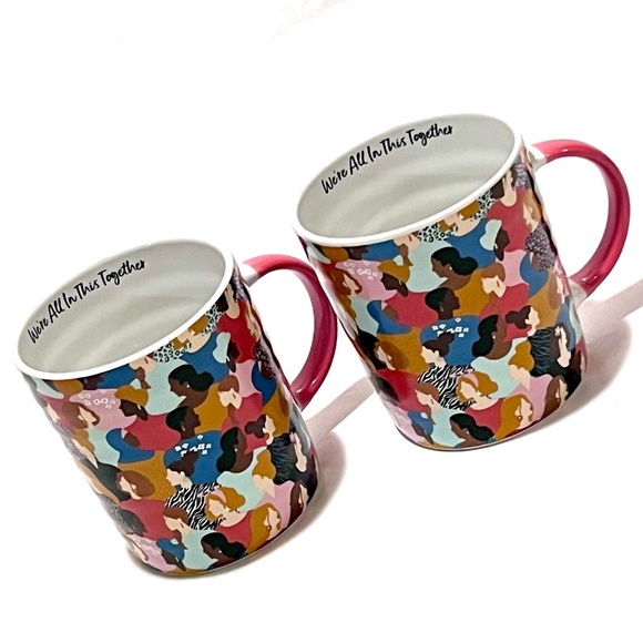 Prima Design WE’RE ALL IN THIS TOGETHER Ceramic Mug Set White/Pink/Multi 21oz - Picture 1 of 12